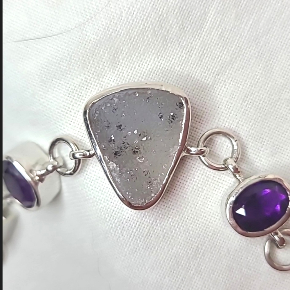 Unique Estate .925 Sterling Multi Gemstone Bracel… - image 7
